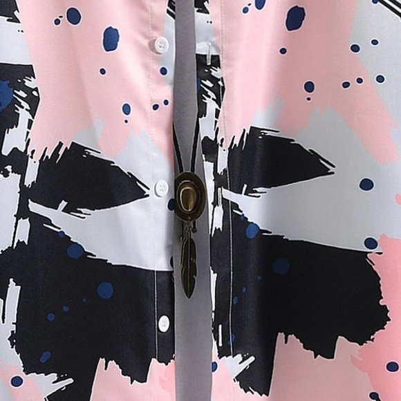 Pink Vacation Style Men's Splatter Print Shirt - Picture 5 of 6